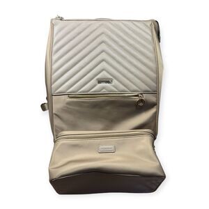 MinkeeBlue Leather Beige Backpack Lunch Bag Compartment School Travel Bag